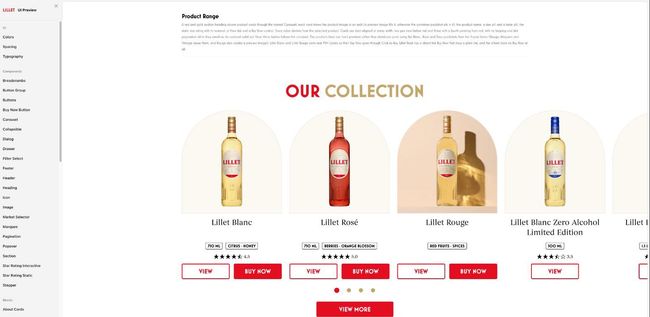 The product range block in the site's component library