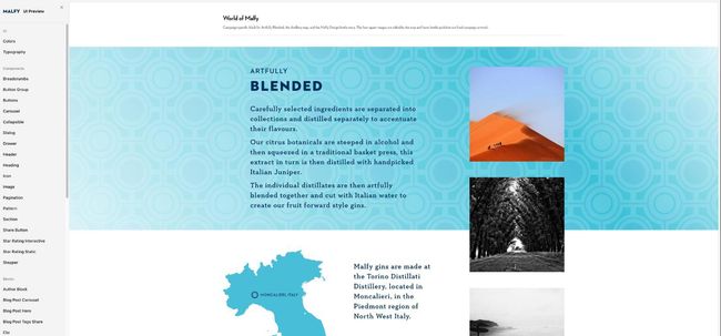 The World of Malfy block in the site's component library